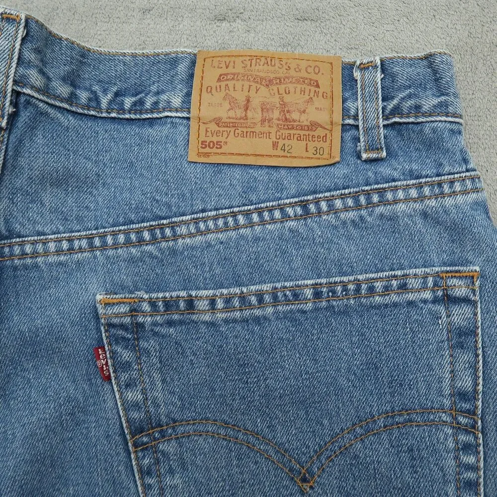 Levi's 505 Jeans Mens Size 42x30 (40x30 Actual) Blue Vintage Regular Straight
